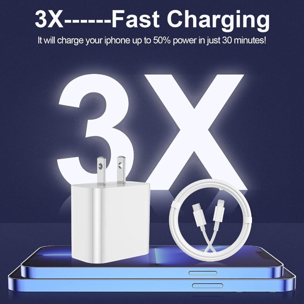 iPhone Charger Fast Charging 2 Pack Type C Wall Charger Block with 2 Pack [6FT&1 - Picture 4 of 7